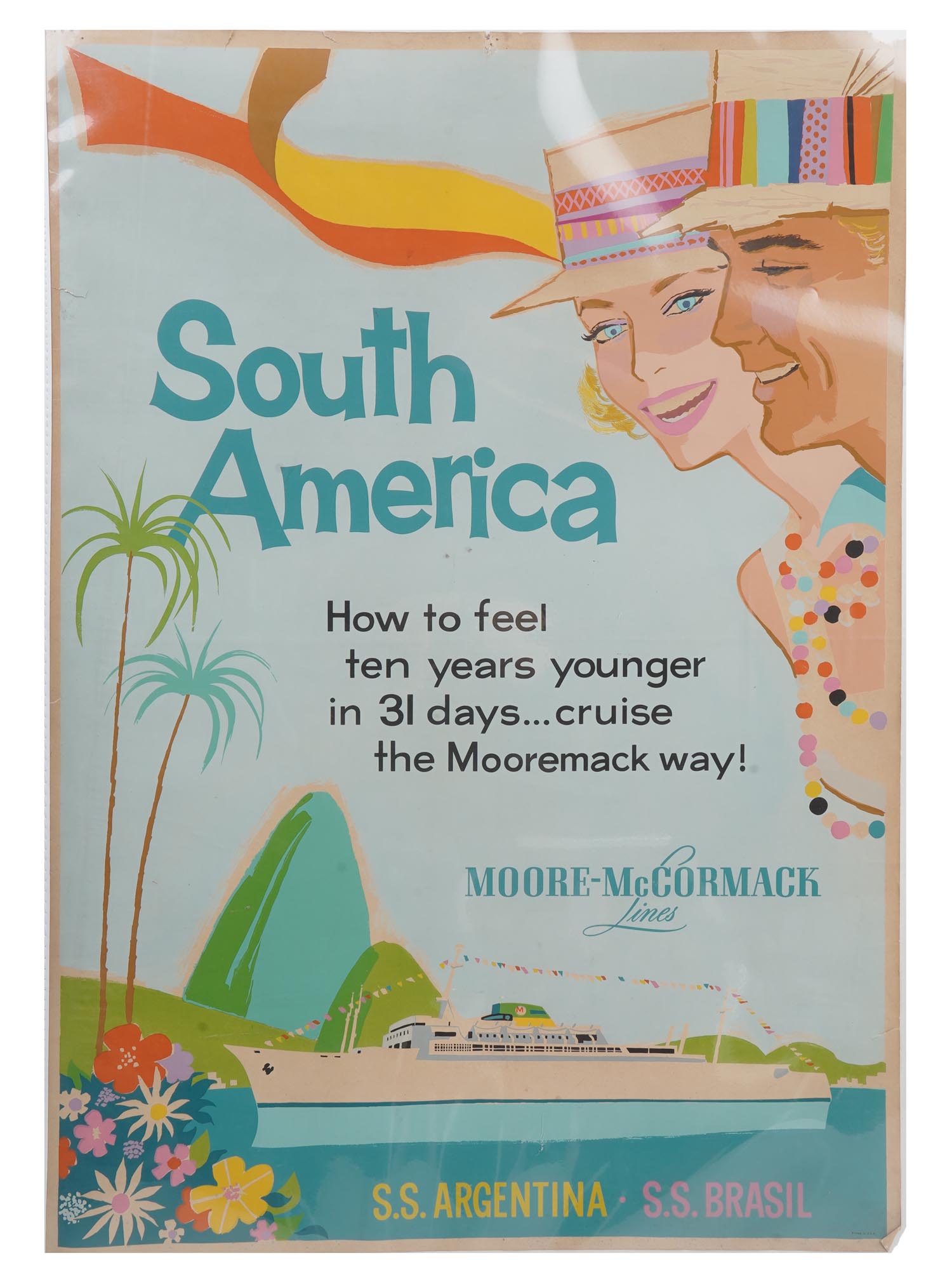 ORIGINAL MOORE MCCORMACK LITHO TRAVEL POSTER PIC-0